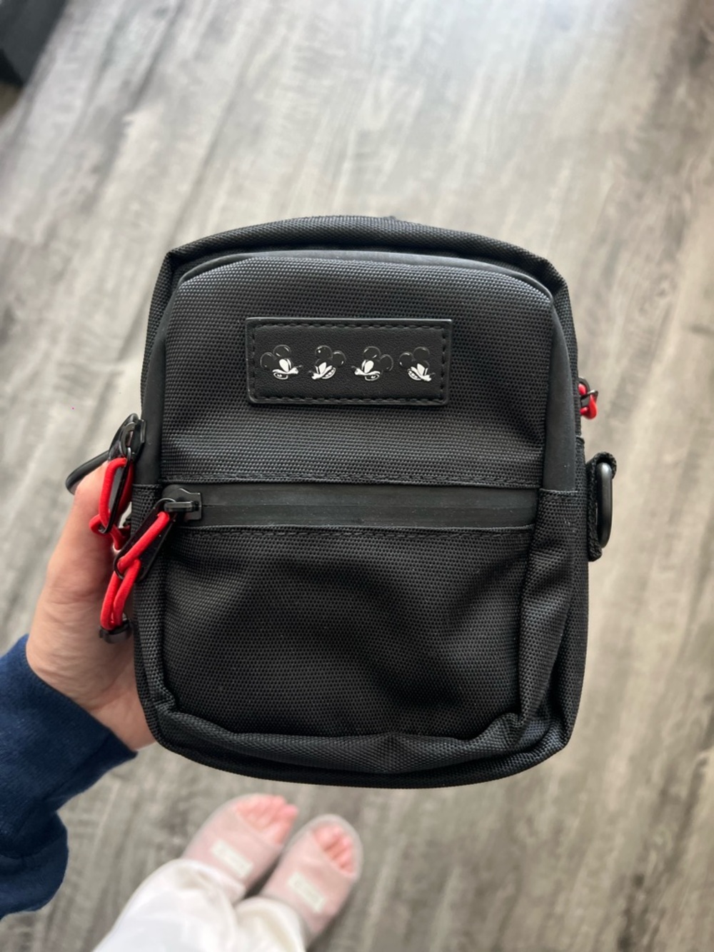 NEW LIMITED EDITION Disney Black Crossbody Bag with Red Zipper Pulls